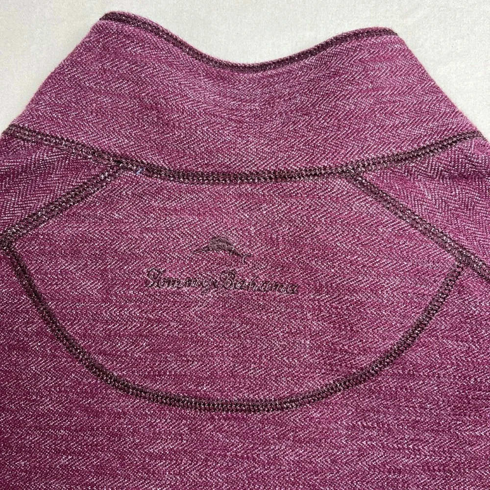 Tommy Bahama Reversible 1/4 Zip Sweater Mens 2XL Flipshore Maroon Gray Pullover